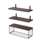 2 In 1 Floating Shelves Wall Mounted With Storage Basket Bathroom Shelves Over Toilet Wooden Shelves For Bedroom Living Room Kitchen Office Wall Decor Plants